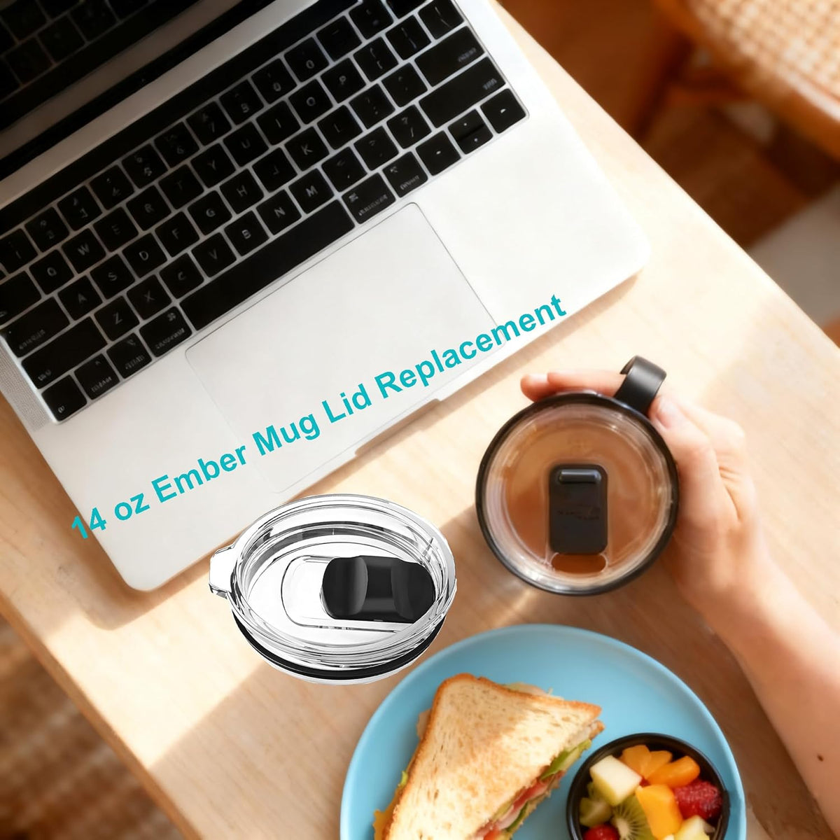 Upgrade Your Ember Mug with Our 2-Pack Sliding Lids Replacement for 14 Oz Temperature Control Smart Coffee Cup - Perfect Fit for First and Second Generation!