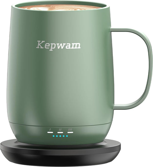 Kepwam TCM2 Self-Heating Coffee Mug - Enjoy Your Perfectly Warm Beverage Anytime with 16oz Capacity and Smart Temperature Control