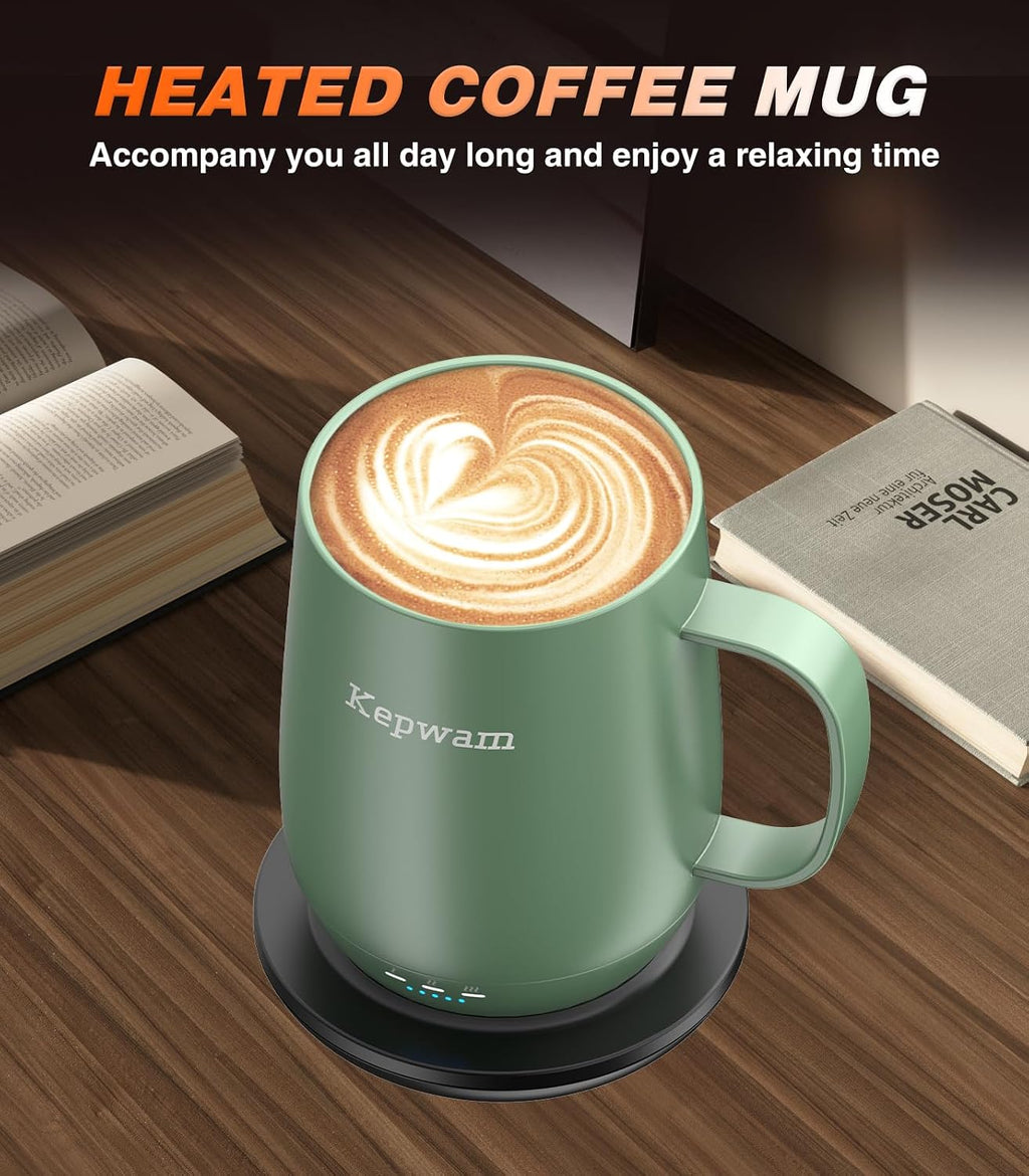 Kepwam TCM2 Self-Heating Coffee Mug - Enjoy Your Perfectly Warm Beverage Anytime with 16oz Capacity and Smart Temperature Control