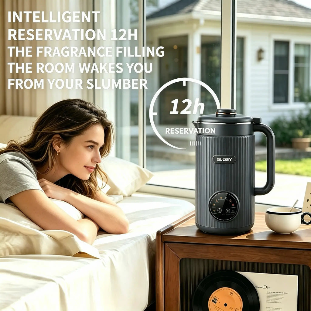 OLOEY 8-in-1 Portable Nut Milk Maker & Blender - Multifunctional Kitchen Appliance for Fresh Milk, Smoothies, and More - 40Oz/1.2L Capacity with Self-Cleaning Feature and 12-Hour Delay
