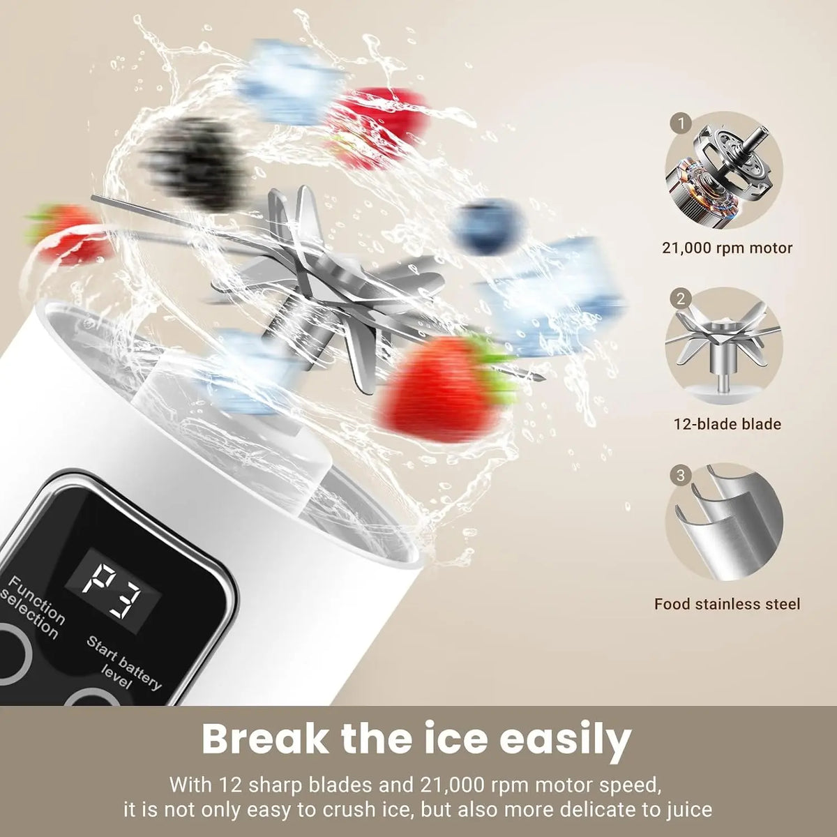 Unleash the Power of Smoothies Anywhere with Our Ultimate USB Rechargeable Portable Blender - Perfect for Travel, School, and Gym! Leak-Proof Design for Effortless Shakes and Baby Food!