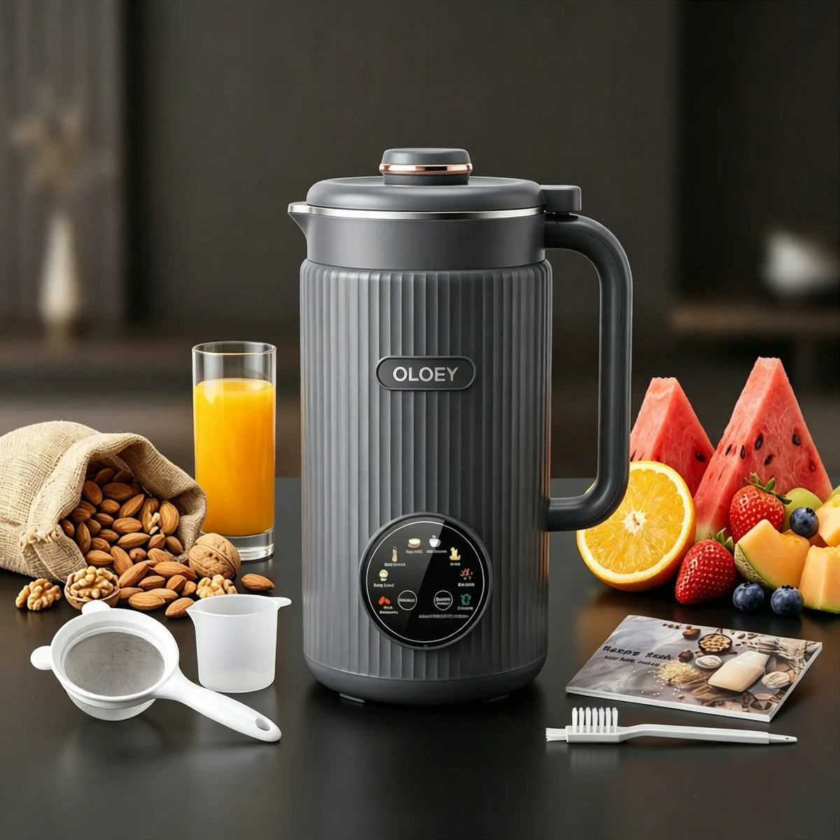 OLOEY 8-in-1 Portable Nut Milk Maker & Blender - Multifunctional Kitchen Appliance for Fresh Milk, Smoothies, and More - 40Oz/1.2L Capacity with Self-Cleaning Feature and 12-Hour Delay