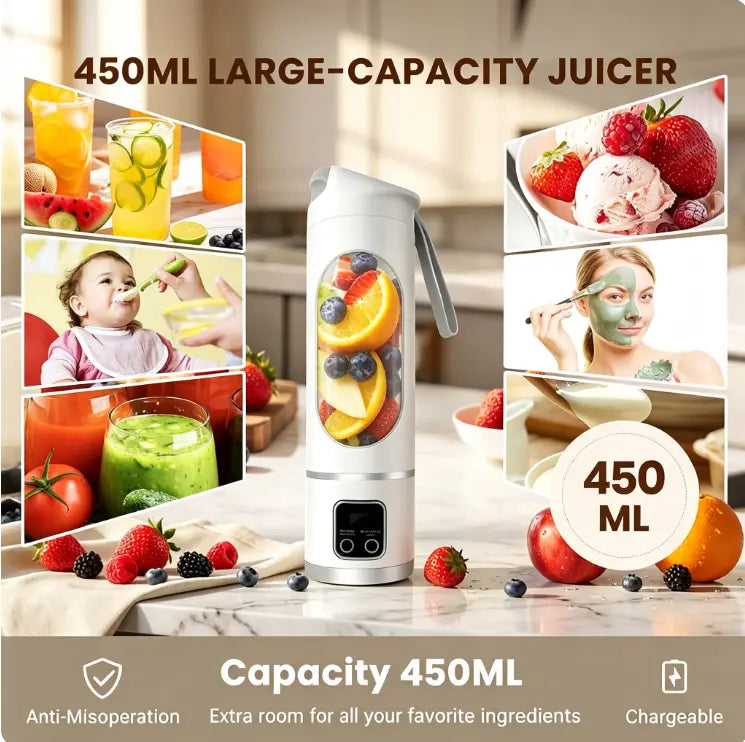 Unleash the Power of Smoothies Anywhere with Our Ultimate USB Rechargeable Portable Blender - Perfect for Travel, School, and Gym! Leak-Proof Design for Effortless Shakes and Baby Food!