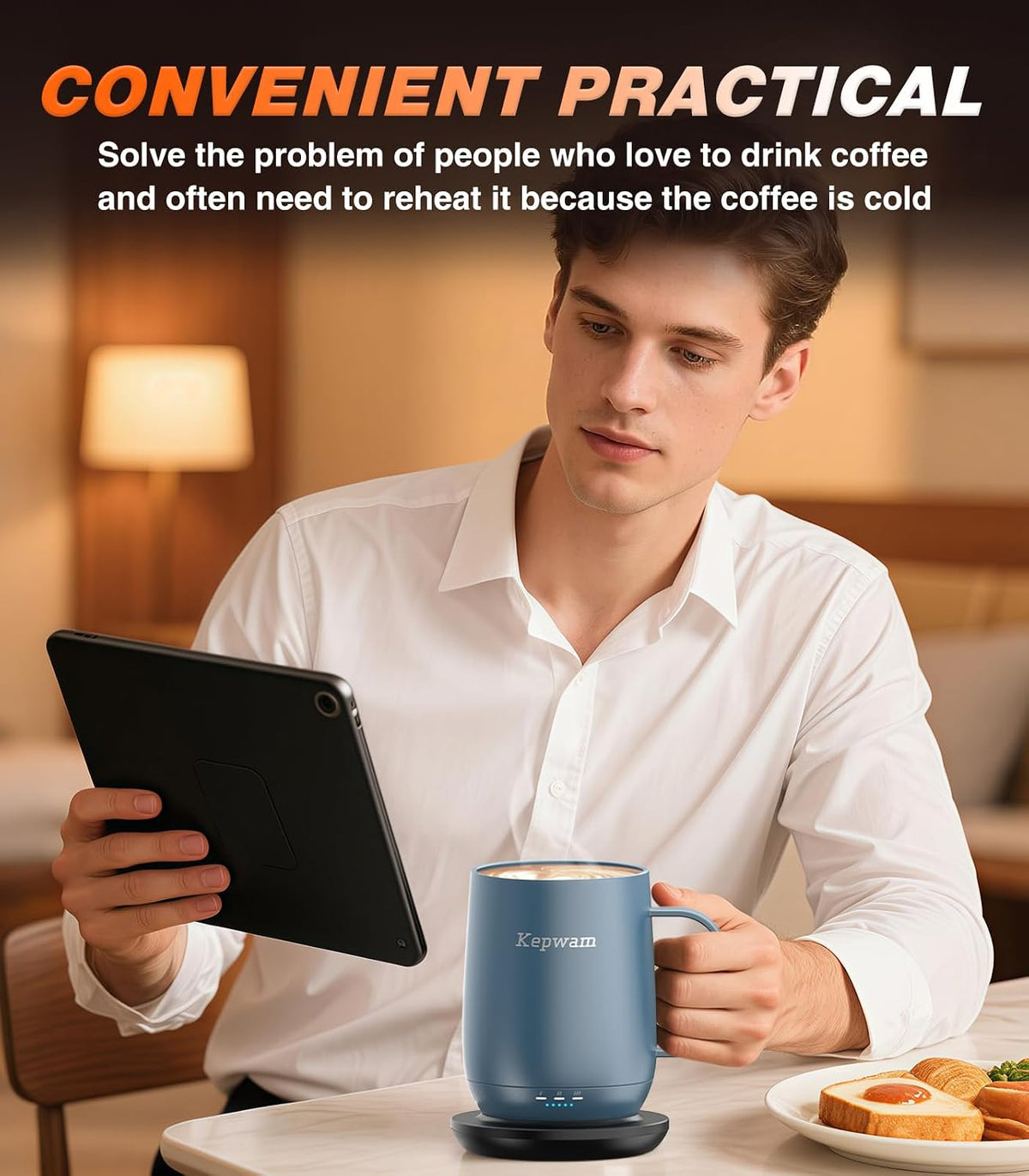 Ultimate Self-Heating Coffee Mug T2 - Enjoy Your Favorite Beverages at the Perfect Temperature (16oz, Up to 149℉)